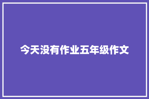 今天没有作业五年级作文