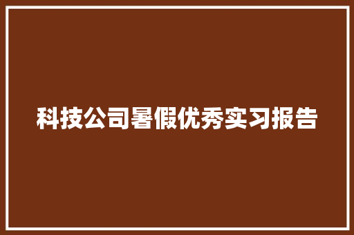 科技公司暑假优秀实习报告