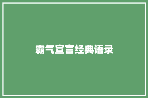 霸气宣言经典语录