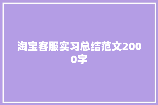 淘宝客服实习总结范文2000字