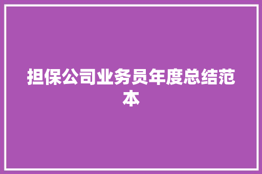 担保公司业务员年度总结范本