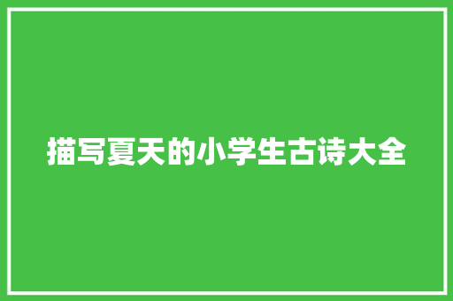 描写夏天的小学生古诗大全 报告范文