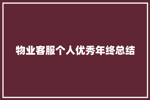 物业客服个人优秀年终总结