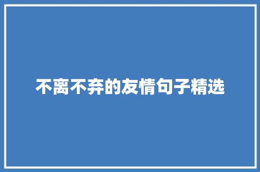 不离不弃的友情句子精选