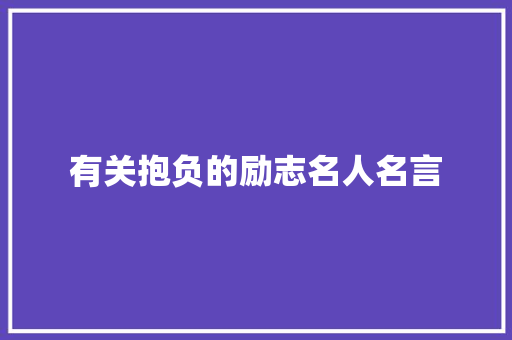 有关抱负的励志名人名言 书信范文