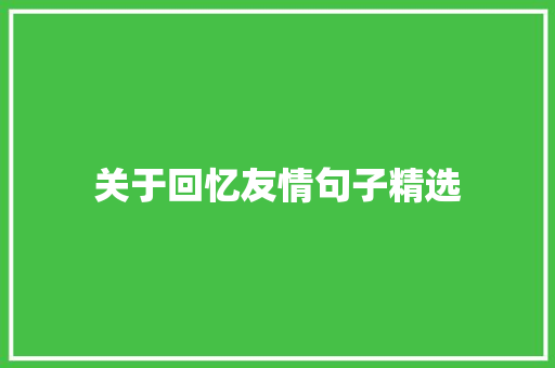 关于回忆友情句子精选