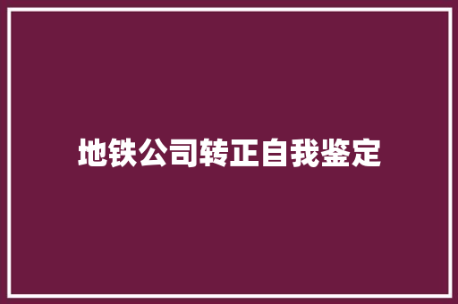 地铁公司转正自我鉴定