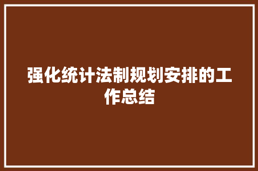 强化统计法制规划安排的工作总结