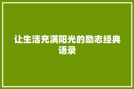 让生活充满阳光的励志经典语录