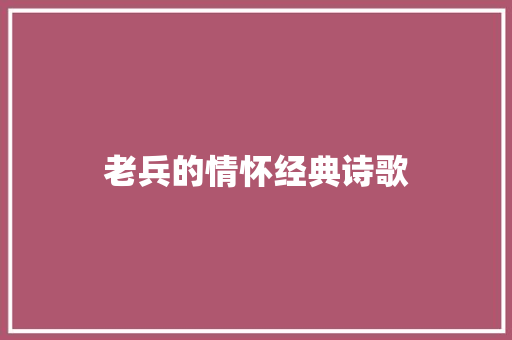 老兵的情怀经典诗歌