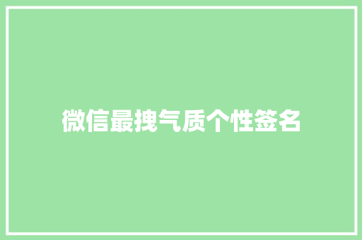 微信最拽气质个性签名