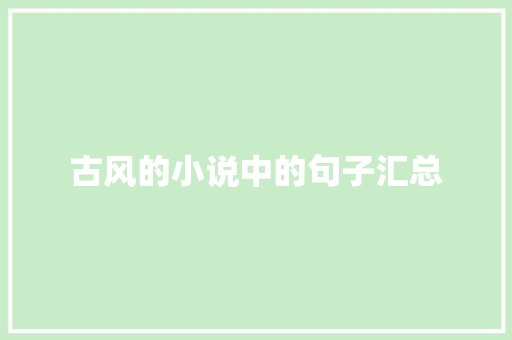 古风的小说中的句子汇总