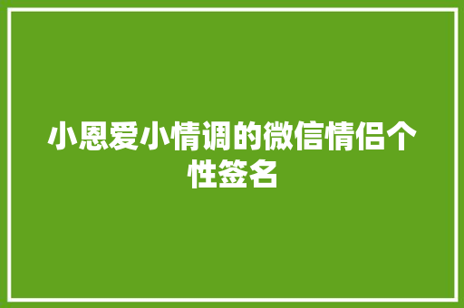 小恩爱小情调的微信情侣个性签名