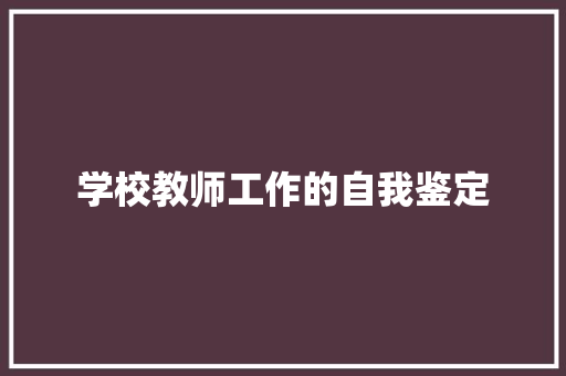 学校教师工作的自我鉴定