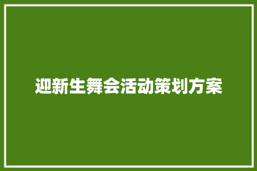 迎新生舞会活动策划方案