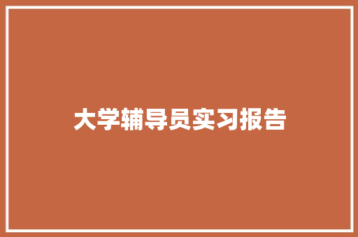 大学辅导员实习报告