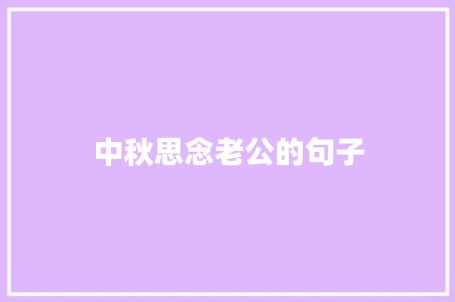 中秋思念老公的句子