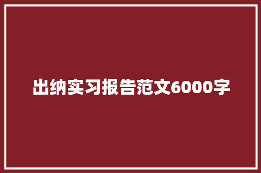 出纳实习报告范文6000字