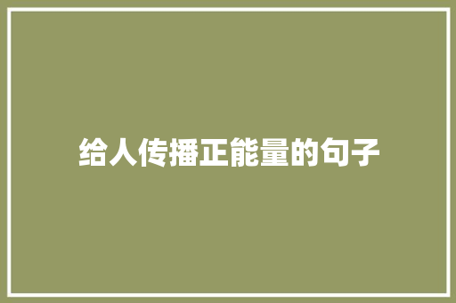 给人传播正能量的句子