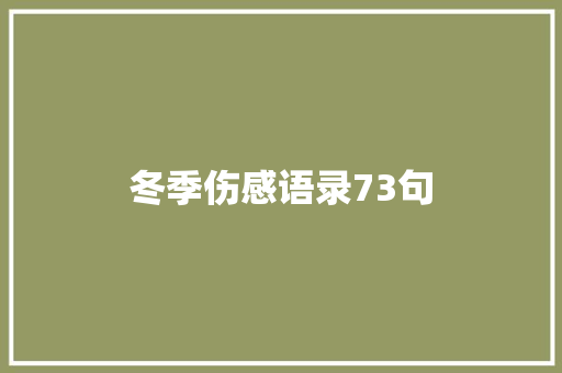 冬季伤感语录73句