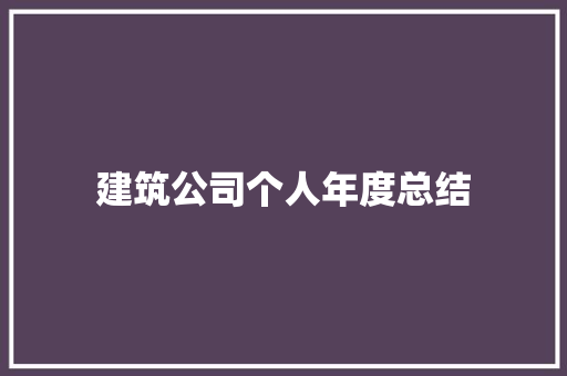 建筑公司个人年度总结 报告范文