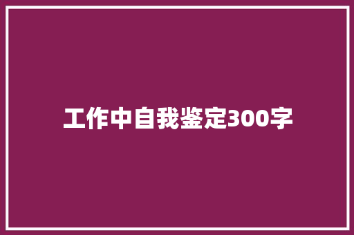 工作中自我鉴定300字