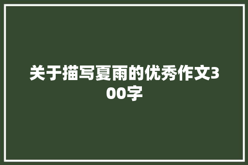 关于描写夏雨的优秀作文300字