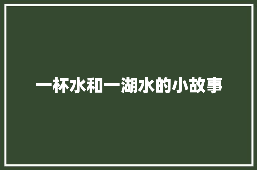 一杯水和一湖水的小故事