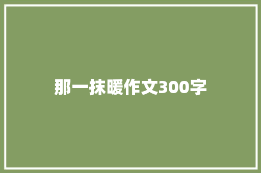 那一抹暖作文300字