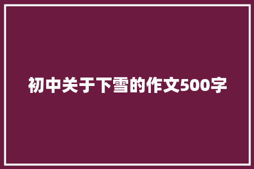 初中关于下雪的作文500字 生活范文