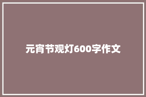 元宵节观灯600字作文