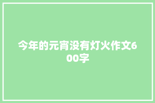 今年的元宵没有灯火作文600字