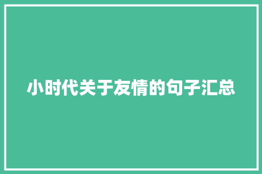 小时代关于友情的句子汇总