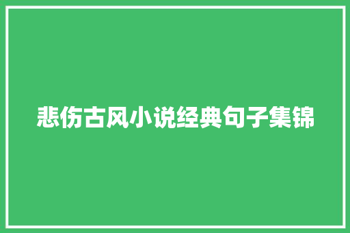 悲伤古风小说经典句子集锦 生活范文