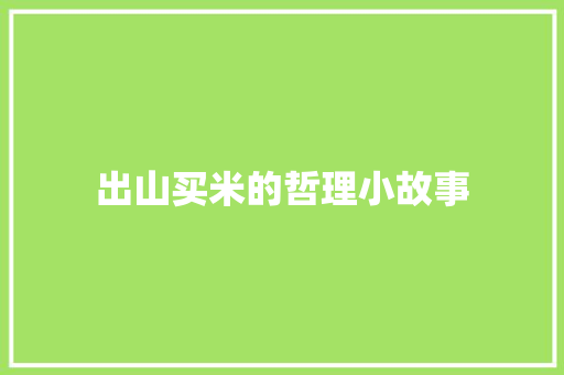 出山买米的哲理小故事