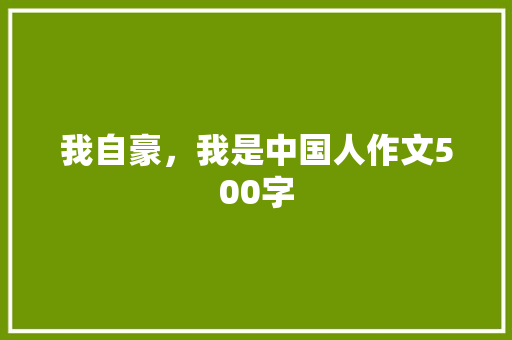 我自豪，我是中国人作文500字