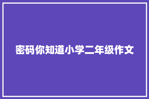 密码你知道小学二年级作文