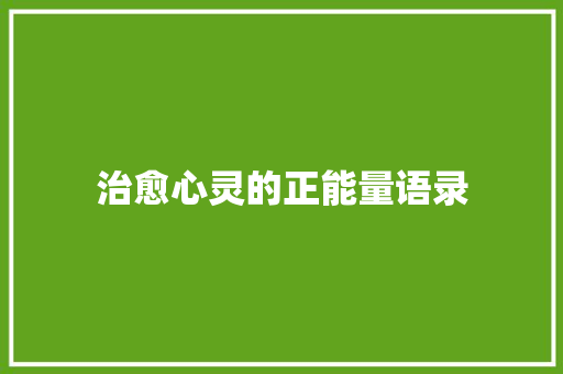 治愈心灵的正能量语录