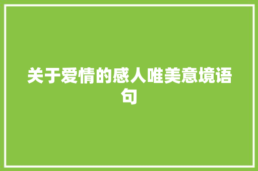 关于爱情的感人唯美意境语句