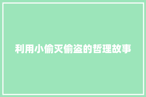 利用小偷灭偷盗的哲理故事