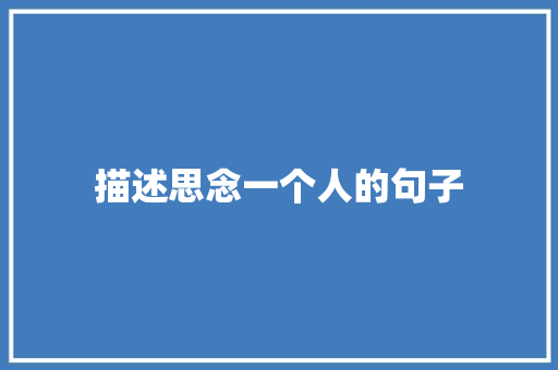 描述思念一个人的句子