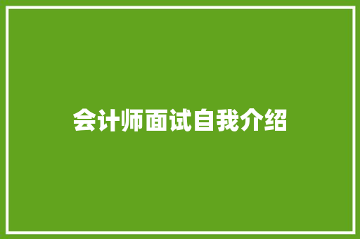 会计师面试自我介绍