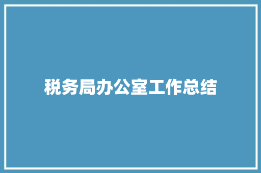 税务局办公室工作总结