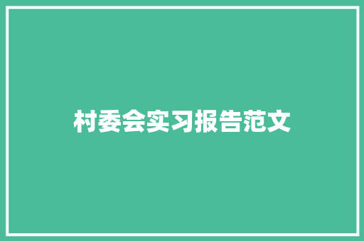 村委会实习报告范文