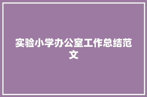 实验小学办公室工作总结范文