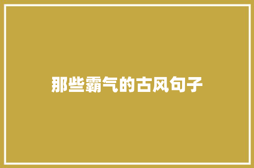 那些霸气的古风句子