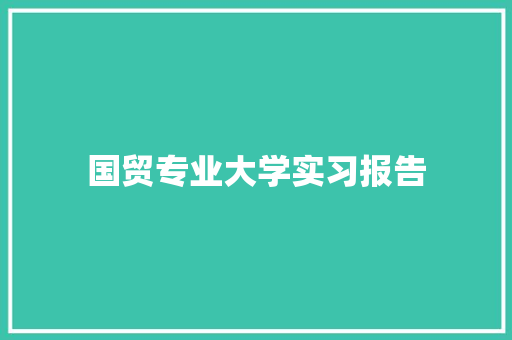 国贸专业大学实习报告