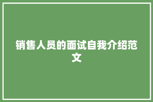 销售人员的面试自我介绍范文