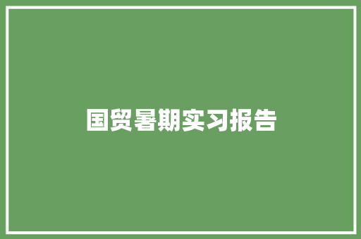 国贸暑期实习报告