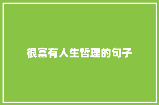 很富有人生哲理的句子